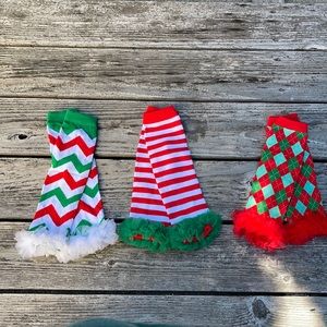 Baby toddler girls xmas leg warmers with ruffles